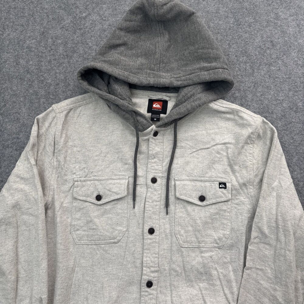 Quiksilver Men's Hooded Flannel, Hood With Drawstring, Midweight Size M - Picture 2 of 8